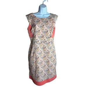 Fusion Floral Sheath Dress Pink Coral Colorblock Sleeveless Size 10